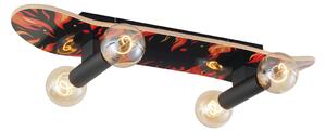 Fali lámpa fekete, piros színnel 80 cm - Skateboard