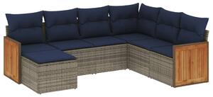 VidaXL 7 db szürke polyrattan kerti kanapégarnitúra párnákkal