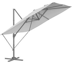 270x270 cm-es, UPF 50+, 360°-os forgatású, állítható dőlésszögű, világosszürke, lengőkaros kerti napernyő