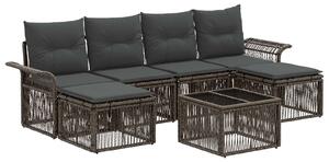 VidaXL Kerti Kanapé Szett 7 pcs Szürke polirattan