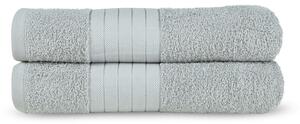 Világosszürke frottír pamut fürdőlepedő szett 2 db-os 70x140 cm – Good Morning