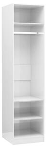 Magasfényű fehér forgácslap ruhásszekrény 50 x 50 x 200 cm