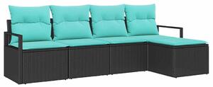 VidaXL Kanapé Szett 5 pcs Fekete polirattan
