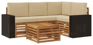 VidaXL Kültéri kanapé szett 5 pcs Természetes és bézs 59 x 59 x 37 cm