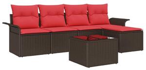 VidaXL Kerti Kanapé Szett párnával 6 pcs Barna polirattan