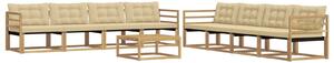 VidaXL Kültéri kanapé szett 9 pcs Fehér és Bézs 79 x 79 x 37 cm