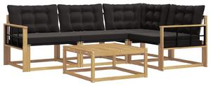 VidaXL Kültéri kanapé szett 5 pcs Fehér és Fekete 79 x 79 x 37 cm