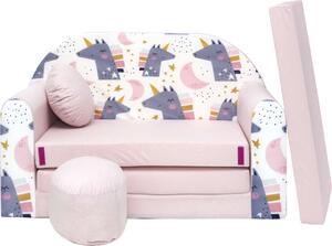 Nyitható mini kanapé gyerekeknek + ajándék puffal #unikornis