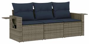 VidaXL 3 db szürke polyrattan kerti kanapégarnitúra párnákkal