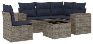 VidaXL 6 db szürke polyrattan kerti kanapégarnitúra párnákkal