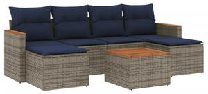 VidaXL 7 db szürke polyrattan kerti kanapégarnitúra párnákkal