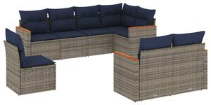 VidaXL 8 db szürke polyrattan kerti kanapégarnitúra párnákkal