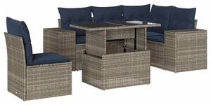 VidaXL 6 db szürke polyrattan kerti kanapégarnitúra párnákkal