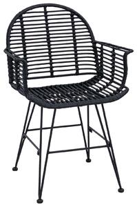 VidaXL Étkezőszék 2 pcs Fekete 57 x 54.5 x 85 cm Rattan és Vas