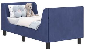 VidaXL Gyerekágy keret fejtámlával Rendőrségi kék 70 x 140 cm Bársony