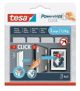 Akasztó, öntapadó, L méret, TESA Powerstrips CLICK (TE77722)