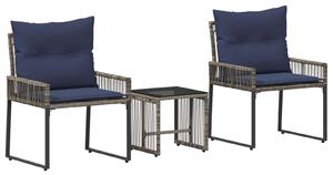 VidaXL Kültéri Bútor Szett 7 pcs Szürke és sötétkék polirattan