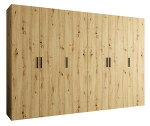 Ruhásszekrény 300 cm Borry 1 (artisan tölgy + fekete)