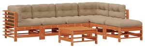 VidaXL Kerti lounge szett 7 pcs Viaszbarna Tömör Fenyőfa