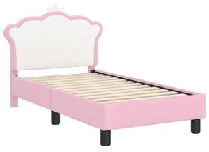 VidaXL Gyerekágy keret fejtámlával Rózsaszín 70 x 140 cm PU
