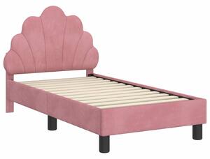 VidaXL Gyerekágy keret fejtámlával Rózsaszín 70 x 140 cm Bársony