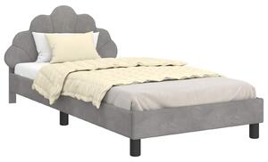 VidaXL Gyerekágy kerettel Világosszürke 90 x 190 cm Bársony