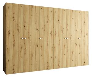 Ruhásszekrény 300 cm Parna 1 (artisan tölgy + ezüst)