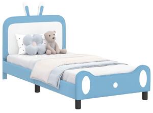 VidaXL Gyerekágy kerettel Kék 90 x 190 cm PU
