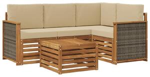 VidaXL Kültéri kanapé szett 5 pcs Természetes és bézs 59 x 59 x 37 cm