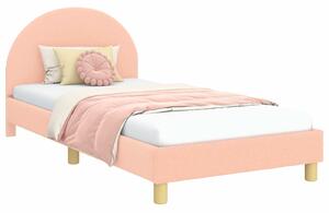 VidaXL Gyerekágy kerettel fejtámlával Rózsaszín 90 x 200 cm Bouclé