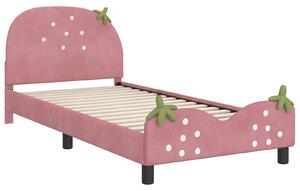 VidaXL Gyerekágy kerettel fejtámlával Rózsaszín 80 x 200 cm Bársony