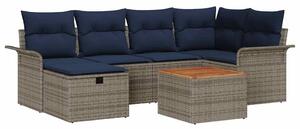 VidaXL Kerti Kanapé Szett párnával tárolóval 7 pcs Szürke Poli rattan