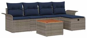 VidaXL Kerti Kanapé Szett párnával tárolóval 6 pcs Szürke Poli rattan