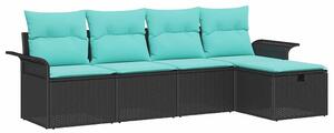 VidaXL Kerti Kanapé Szett párnával tárolóval 5 pcs Poli rattan