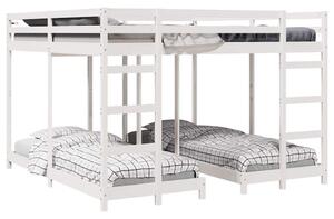 VidaXL Háromszintes emeletes ágykeret Fehér 200 x 200 cm Tömör fenyőfa