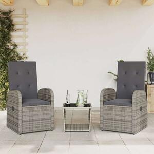 Polyrattan Kerti Garnitúra - 2 Foteles Szett - Szürke
