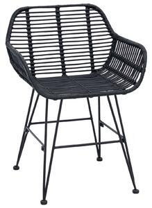 VidaXL Étkezőszék 2 pcs Fekete 55 x 50 x 74 cm Rattan és Vas