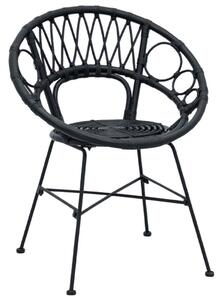 VidaXL Étkezőszék 2 pcs Fekete 65 x 55,5 x 81 cm Rattan és Vas