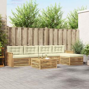 VidaXL Kültéri kanapé szett 6 pcs Fehér és Krém színű 79 x 79 x 37 cm