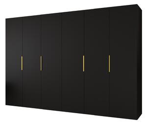 Ruhásszekrény 300 cm Mirabella 1 (fekete + arany)