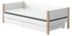 Flexa NOR egyszemélyes ágy 200, 2db fiókkal, fehér, tölgyfa lábbal