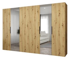 Ruhásszekrény 300 cm Mirabella 2 (artisan tölgy + fekete)