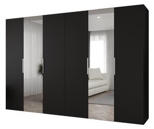 Ruhásszekrény 300 cm Mirabella 2 (fekete + kasmír)