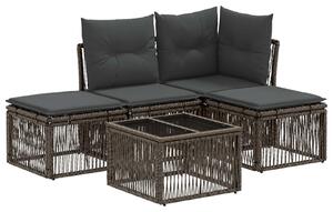 VidaXL Kerti Kanapé Szett 5 pcs Szürke polirattan