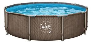 Swing fémvázas medence 3,05*76 cm-es barna fonott hatású, szűrő nélkül