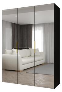 Ruhásszekrény 150 cm Mirabella 3 (fekete + arany)