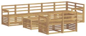 VidaXL Kültéri kanapé szett 9 pcs Fehér 59 x 59 x 37 cm Tömör Akácfa