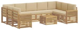 VidaXL Kültéri kanapé szett 10 pcs Fehér és Bézs 59 x 59 x 37 cm