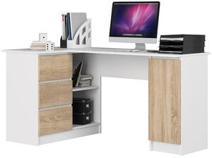 Sarok íróasztal - Akord Furniture - 155 cm - fehér / sonoma tölgy (bal)