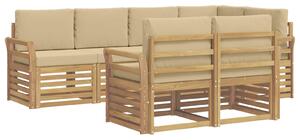 VidaXL Kültéri kanapé szett 7 pcs Fehér és Bézs 249 x 130,5 x 73 cm